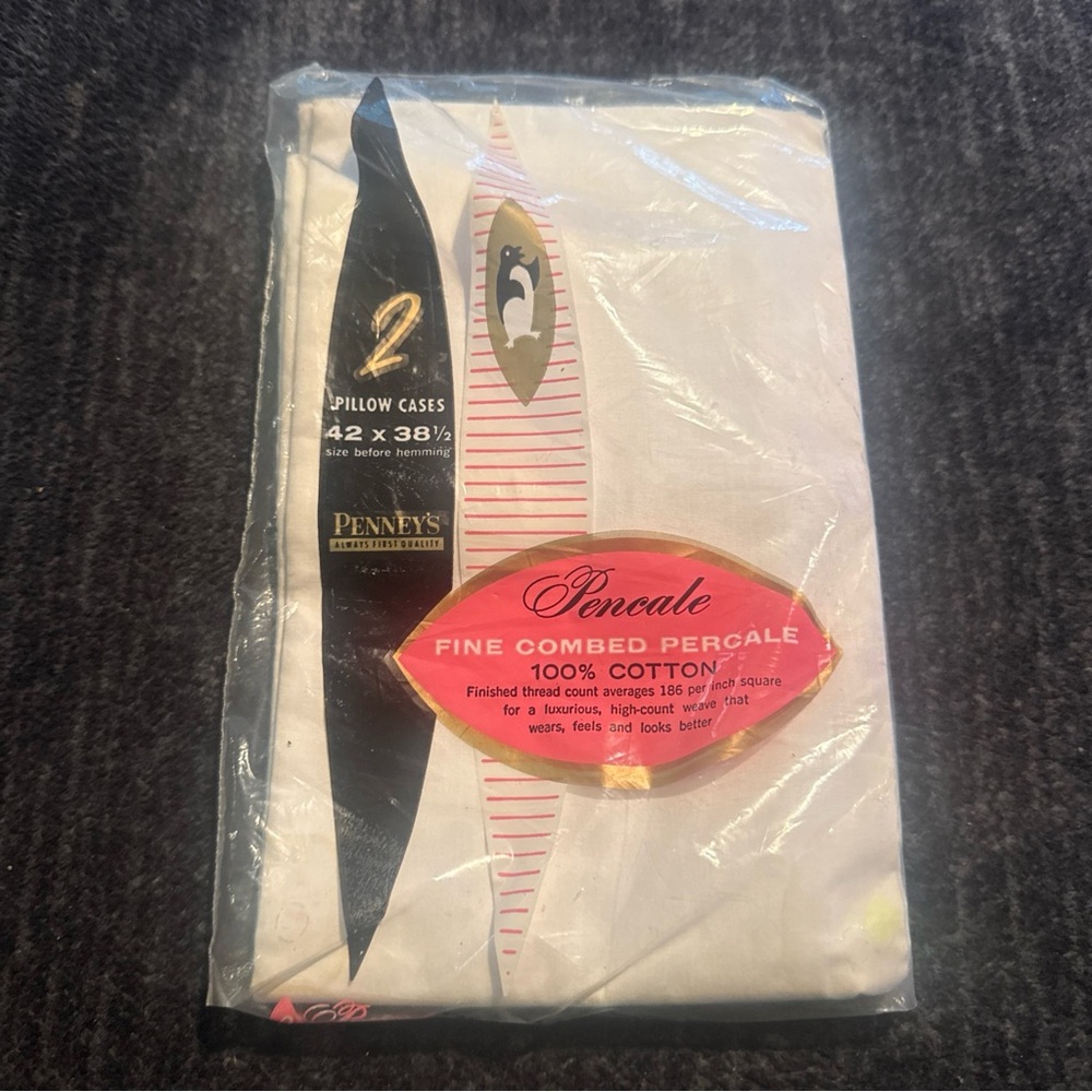 White Percale Cotton Pillowcases Vintage